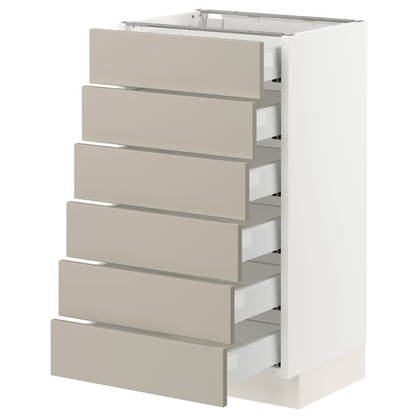 SEKTION / MAXIMERA Base cabinet/6 fronts/6 low drawers, white/Stensund beige, 18x15x30 "