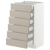 SEKTION / MAXIMERA Base cabinet/6 fronts/6 low drawers, white/Stensund beige, 18x15x30 "
