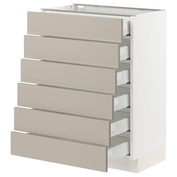 SEKTION / MAXIMERA Base cabinet/6 fronts/6 low drawers, white/Stensund beige, 24x15x30 "