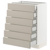 SEKTION / MAXIMERA Base cabinet/6 fronts/6 low drawers, white/Stensund beige, 24x15x30 "