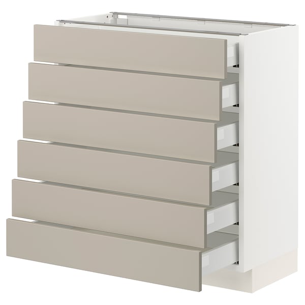 SEKTION / MAXIMERA Base cabinet/6 fronts/6 low drawers, white/Stensund beige, 30x15x30 "