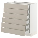 SEKTION / MAXIMERA Base cabinet/6 fronts/6 low drawers, white/Stensund beige, 30x15x30 "