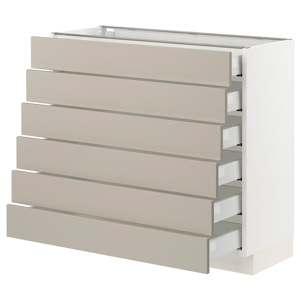 SEKTION / MAXIMERA Base cabinet/6 fronts/6 low drawers, white/Stensund beige, 36x15x30 "