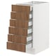 SEKTION / MAXIMERA Base cabinet 6 fronts/6 low drawers, white/Tistorp brown walnut effect, 15x24x30 "