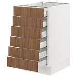 SEKTION / MAXIMERA Base cabinet 6 fronts/6 low drawers, white/Tistorp brown walnut effect, 18x24x30 "