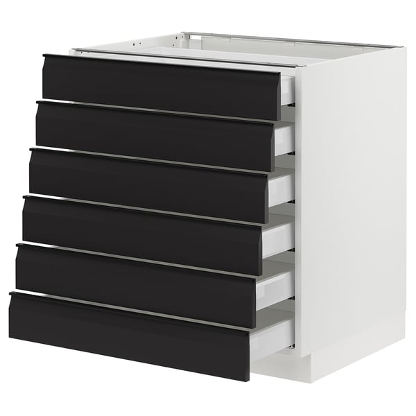 SEKTION / MAXIMERA Base cabinet 6 fronts/6 low drawers, white/Upplöv matte anthracite, 30x24x30 "