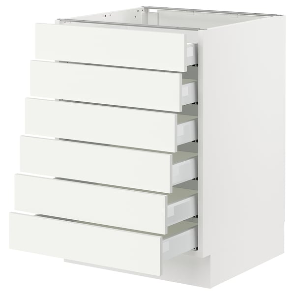 SEKTION / MAXIMERA Base cabinet 6 fronts/6 low drawers, white/Vallstena white, 24x24x30 "