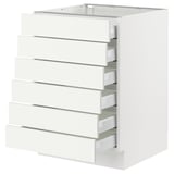 SEKTION / MAXIMERA Base cabinet 6 fronts/6 low drawers, white/Vallstena white, 24x24x30 "