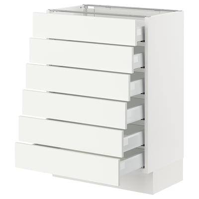 SEKTION / MAXIMERA Base cabinet 6 fronts/6 low drawers, white/Vallstena white, 24x15x30 "