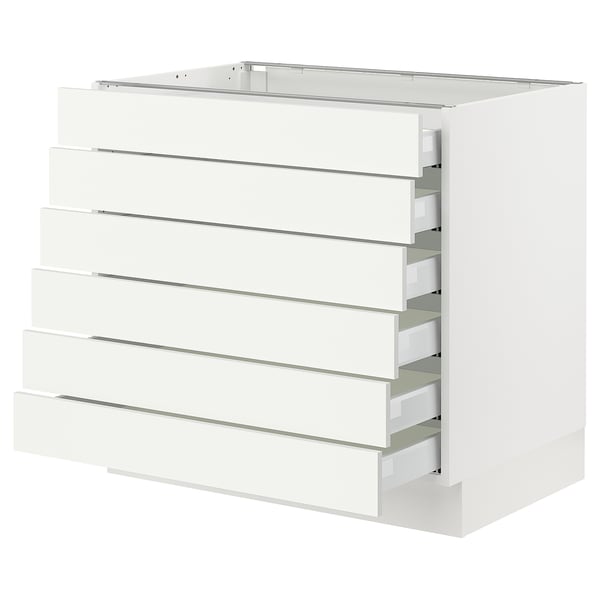 SEKTION / MAXIMERA Base cabinet 6 fronts/6 low drawers, white/Vallstena white, 36x24x30 "