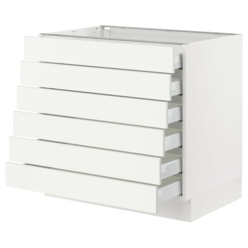 A SEKTION kitchen cabinet in white with smooth, full-extension drawers.