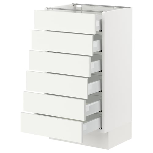 Ikea SEKTION white kitchen unit with multiple drawers.