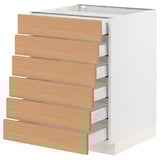 SEKTION / MAXIMERA Base cabinet 6 fronts/6 low drawers, white/Vedhamn oak, 24x24x30 "