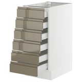 SEKTION / MAXIMERA Base cabinet 6 fronts/6 low drawers, white/Voxtorp high-gloss dark grey-brown, 15x24x30 "