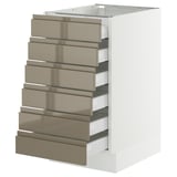 SEKTION / MAXIMERA Base cabinet 6 fronts/6 low drawers, white/Voxtorp high-gloss dark grey-brown, 18x24x30 "