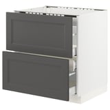 SEKTION / MAXIMERA Base cabinet f/cooktop w/3 drawers, white/Axstad dark gray, 30x24x30 "