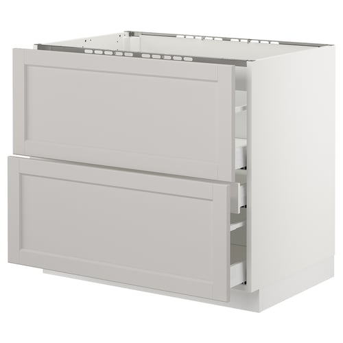 A white SEKTION kitchen cabinet with two bevelled edge drawers, a sturdy construction and full-extension drawers with soft-close mechanisms.