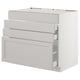White ikea SEKTION kitchen cabinet with three drawers.
