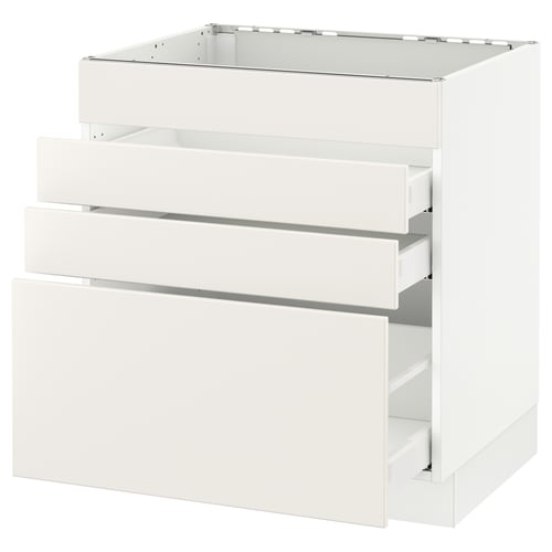 SEKTION white kitchen cabinet with three drawers, modern design.