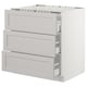 White SEKTION cabinet with three flat drawers, bevelled edges, sturdy frame, and smooth-running drawers.