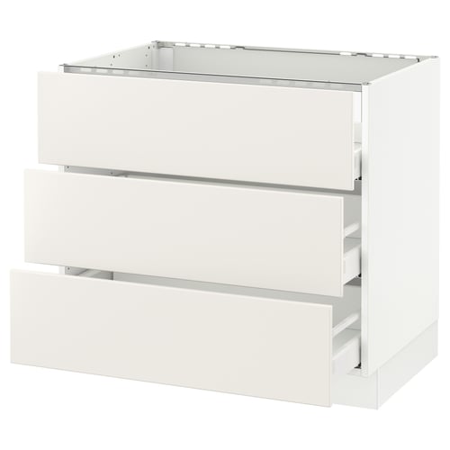 White SEKTION kitchen cabinet with smooth drawers.