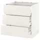 SEKTION white kitchen unit with 3 smooth drawers, modern minimalist design, high-quality materials.