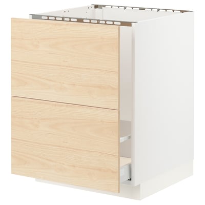 SEKTION / MAXIMERA Base cabinet f/sink & recycling, white/Askersund light ash effect, 24x24x30 "