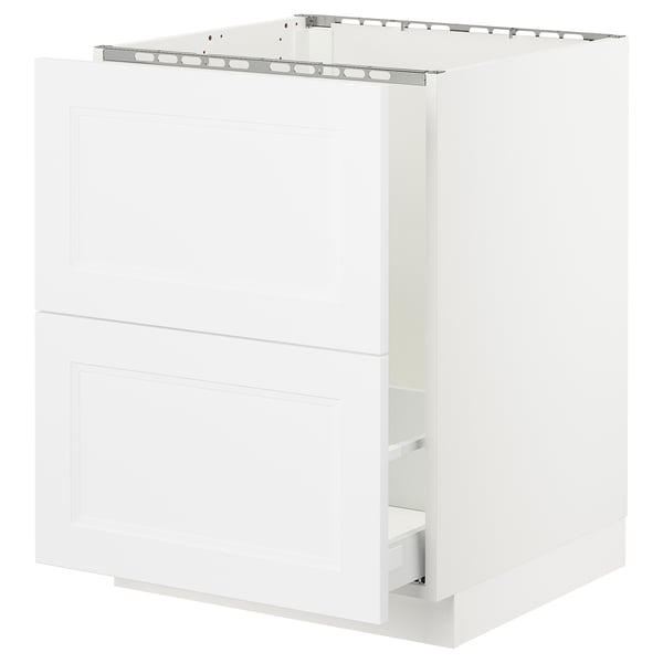 SEKTION white kitchen cabinet, sleek modern design, sturdy frame, full-extension drawer.