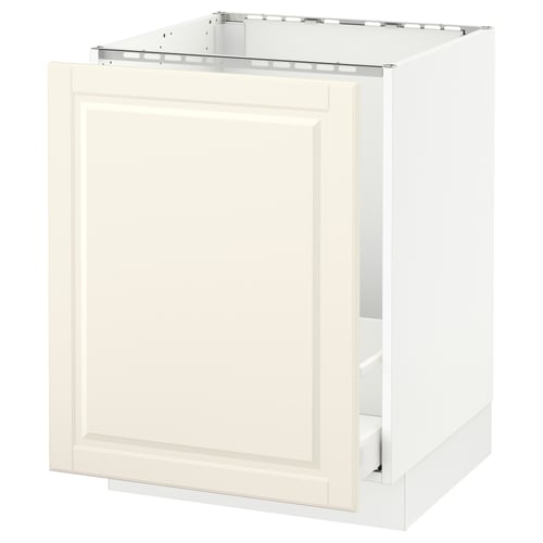 SEKTION kitchen cabinet in off-white, classic design, rectangular shape, bevelled door edges, robust build.