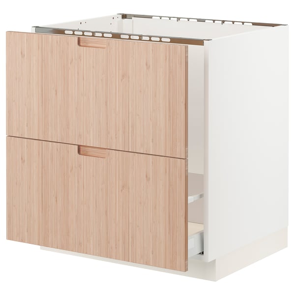 SEKTION / MAXIMERA Base cabinet f/sink & recycling, white/Fröjered light bamboo, 30x24x30 "