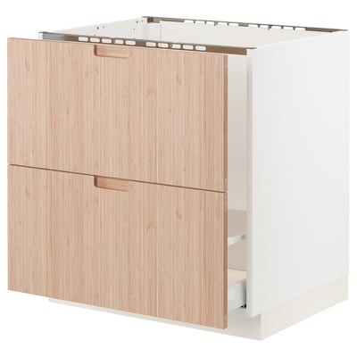 SEKTION / MAXIMERA Base cabinet f/sink & recycling, white/Fröjered light bamboo, 30x24x30 "