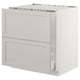 White SEKTION kitchen cabinet with bevelled edges, 2 drawers, and metal rail top.