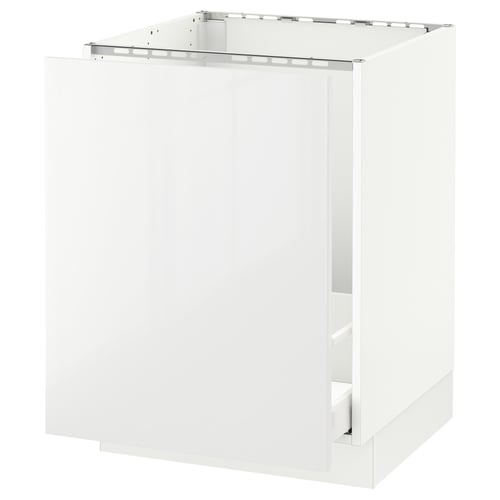 A white SEKTION kitchen cabinet with a glossy finish and no visible handles.
