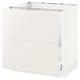 A white SEKTION kitchen base cabinet with a smooth, modern design. It two drawers and a sturdy frame.