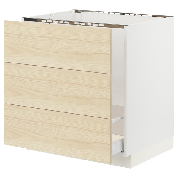 SEKTION / MAXIMERA Base cabinet f/sink & waste sorting, white/Askersund light ash effect, 30x24x30 "