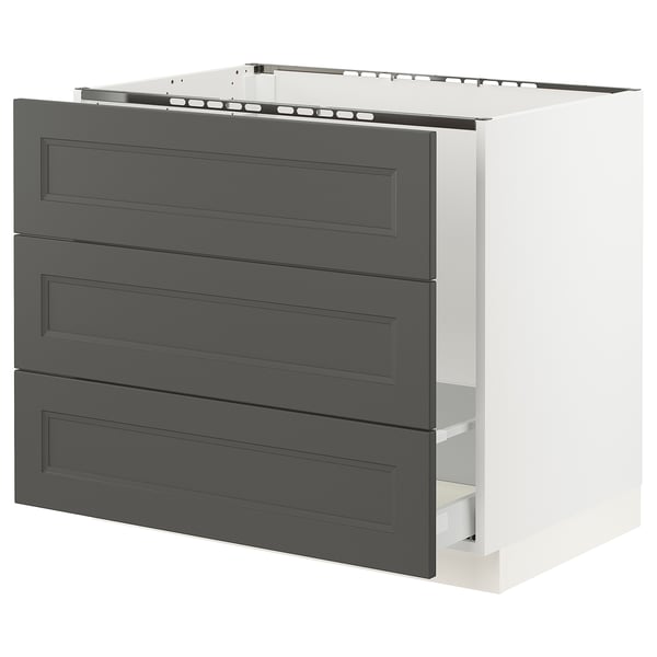 SEKTION / MAXIMERA Base cabinet f/sink & waste sorting, white/Axstad dark gray, 36x24x30 "