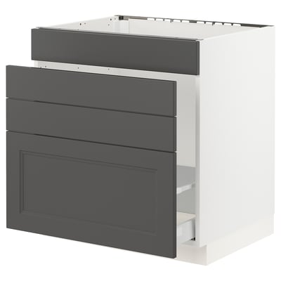 SEKTION / MAXIMERA Base cabinet f/sink & waste sorting, white/Axstad dark gray, 30x24x30 "