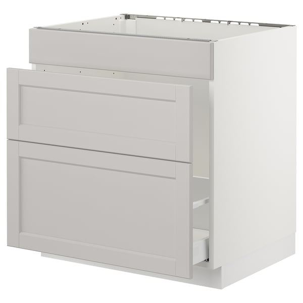SEKTION kitchen unit - light grey, three drawers, square, modern design.