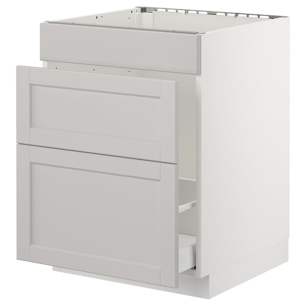 White SEKTION kitchen unit, modern design, light grey.