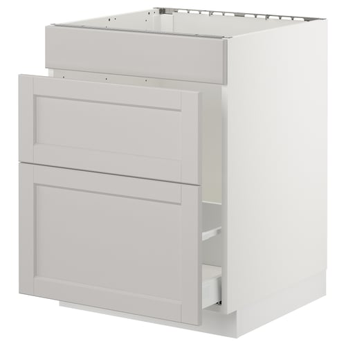 White SEKTION kitchen unit, modern design, light grey.