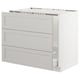 SEKTION kitchen cabinet in light grey with three drawers and bevelled edges.
