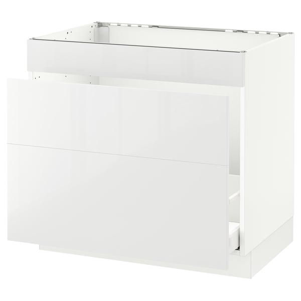 White SEKTION kitchen cabinet with high gloss modern design.