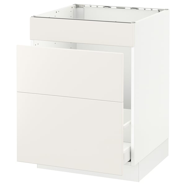 SEKTION kitchen cabinet in white. Square, smooth design. Solid construction with drawer.