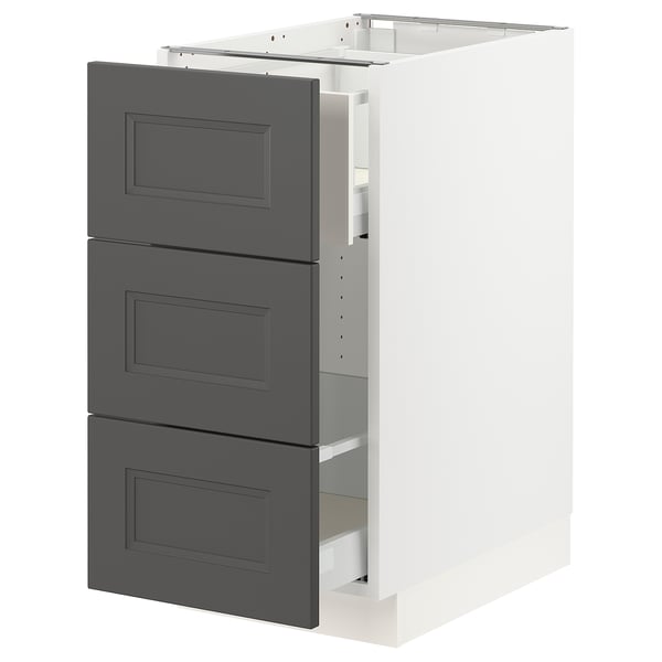 SEKTION / MAXIMERA Base cabinet for recycling, white/Axstad dark gray, 15x24x30 "