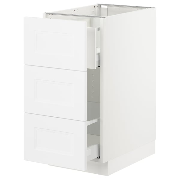 White SEKTION kitchen cabinet, rectangular with open top.