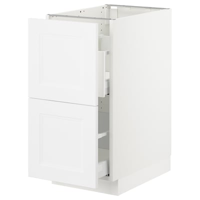 White SEKTION kitchen cabinet with smooth-running drawers.