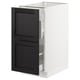 SEKTION kitchen cabinet, black wooden doors, white frame, rectangular shape, traditional design.