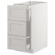White ikea SEKTION kitchen unit with grey drawers, modern rectangular design.