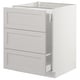 White SEKTION kitchen unit with three drawers and bevelled edges.