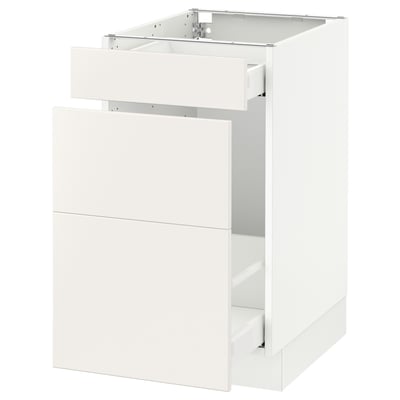 SEKTION white kitchen cabinet, sleek modern design with smooth drawer, sturdy frame, and clean lines.